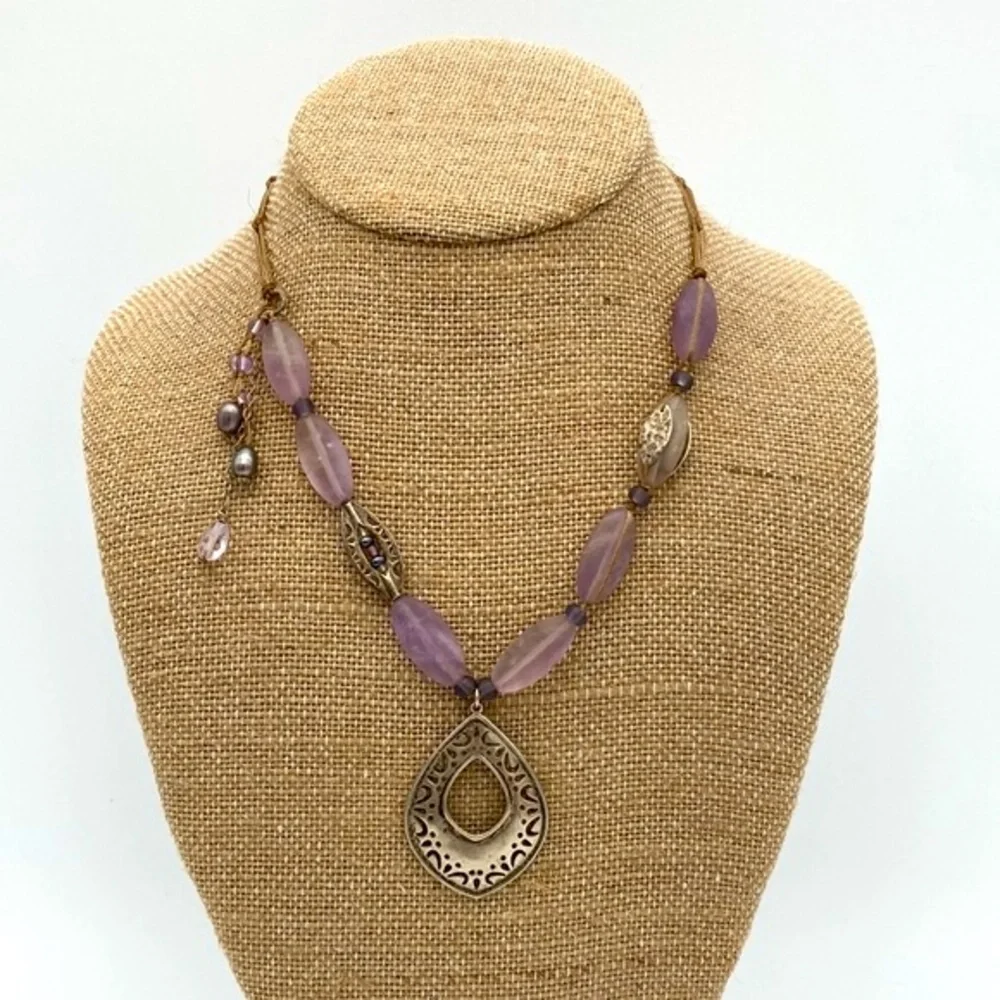 Retired 925 Silpada Amethyst Tear Drop Necklace